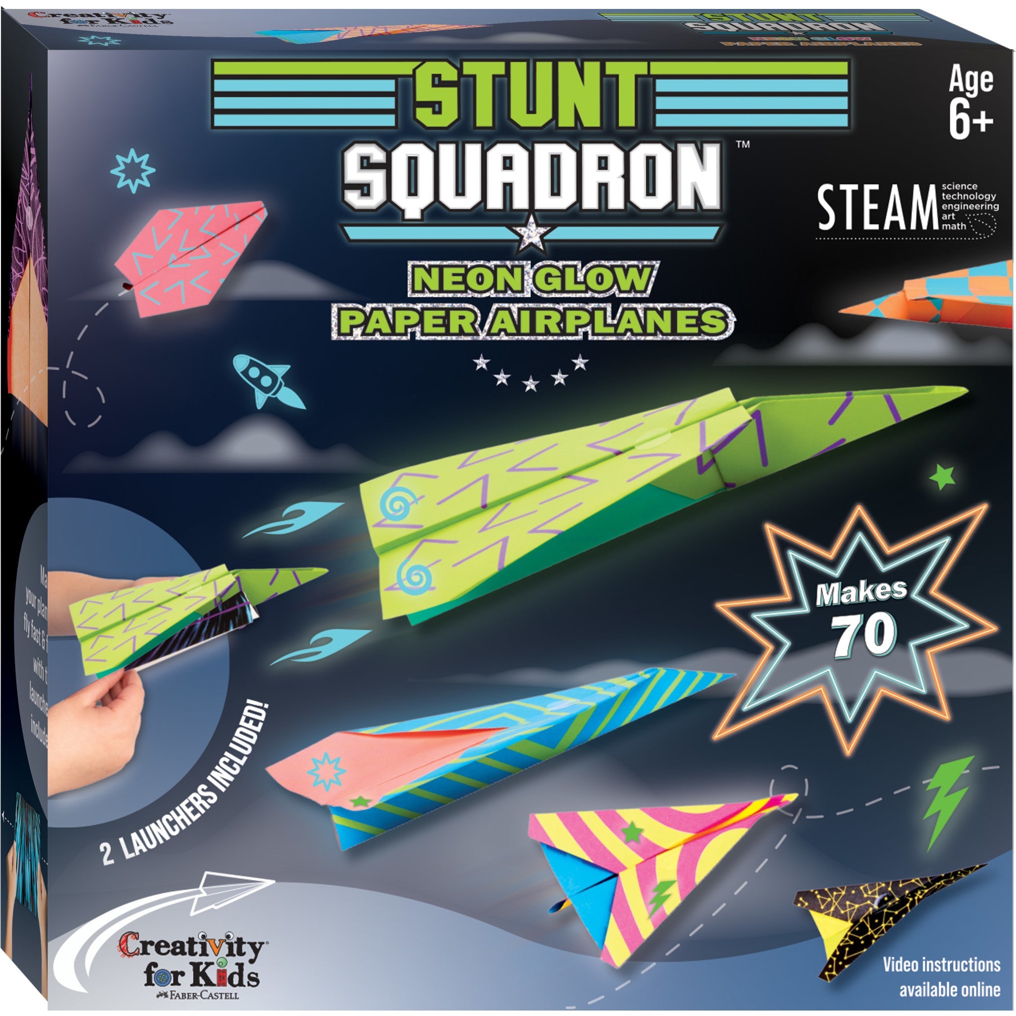 Stunt Squadron™ Neon Glow Paper Airplanes | 6436000 | creativity for kids